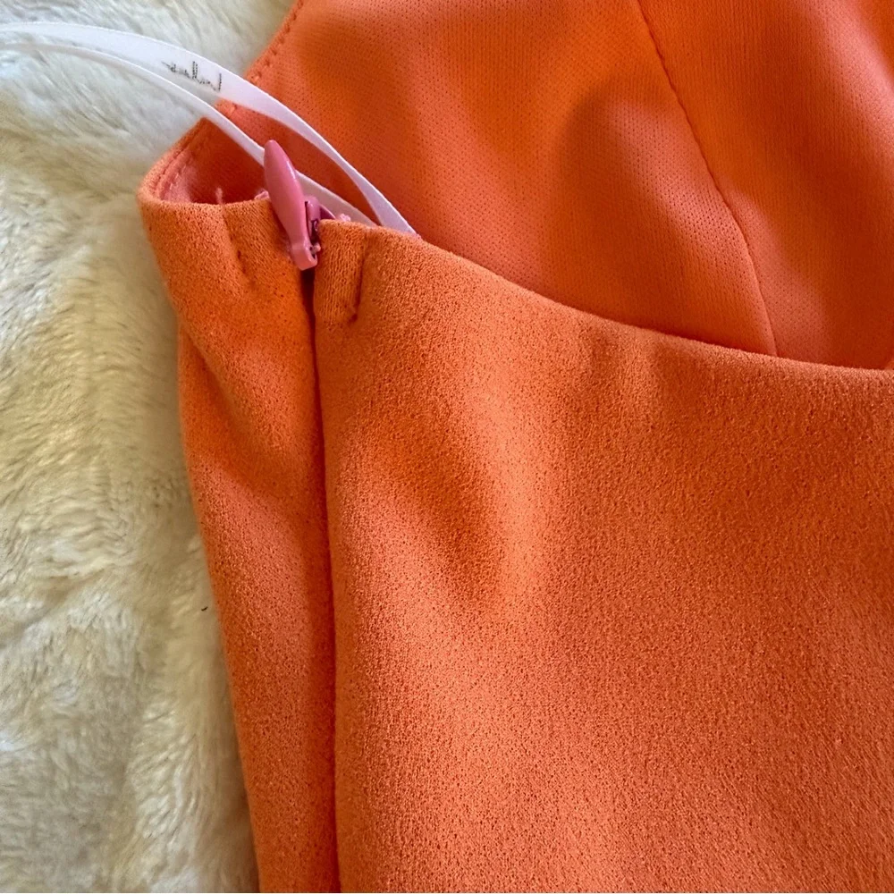 Lulus Malibu Magic Pink And Orange Color Block Midi Dress Leg Slit Size Small